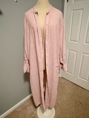 Light Pink Button-Front Maxi Duster